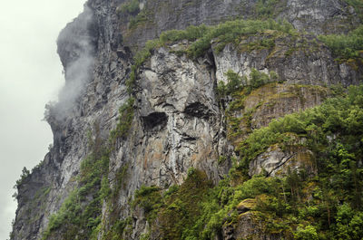 Low angle view of rock formation on mountain