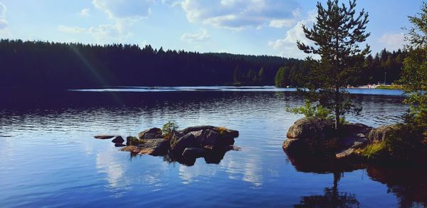 Scenic view of lake against sky