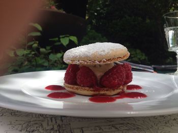 Close-up of served in plate