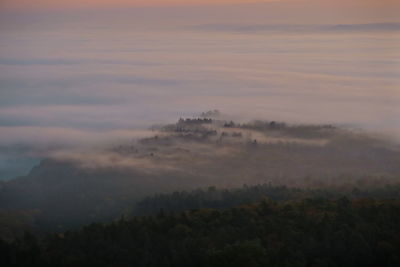 Scenic view of landscape against sky during sunset