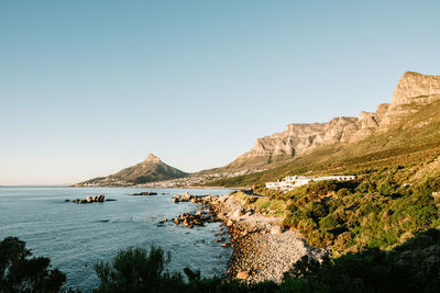 Scenic view of sea against clear sky