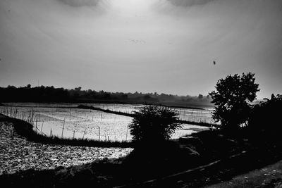 Scenic view of lake against sky