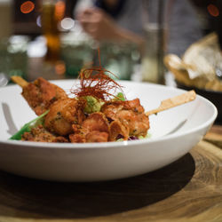 Close-up of food in plate on table