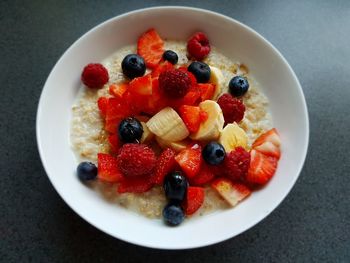 Directly above shot of breakfast served in bowl