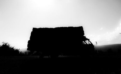 Silhouette man on field against sky