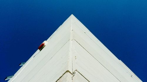 Low angle view of built structure against clear blue sky