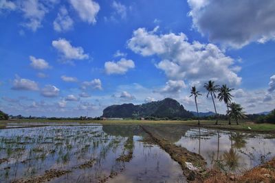 Scenic view of lake against sky