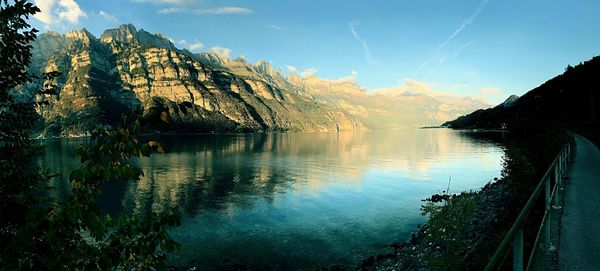 Scenic view of lake against sky