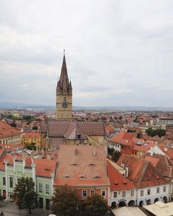 High angle view of townscape against sky