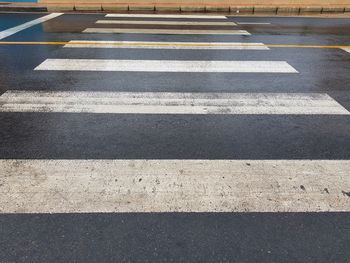 High angle view of zebra crossing on road