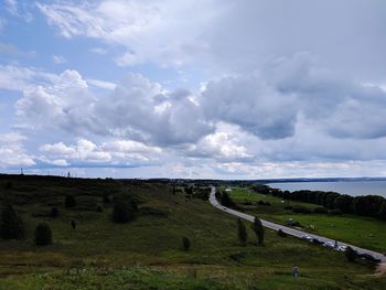 Scenic view of land against sky