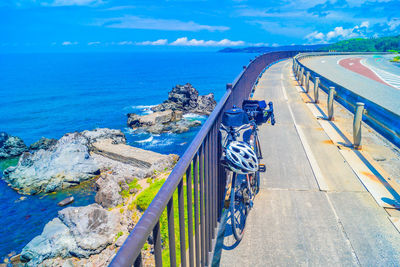 High angle view of sea against sky