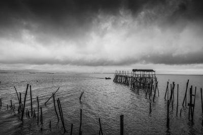 Scenic view of sea against cloudy sky