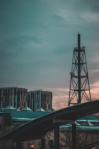 Low angle view of bridge against sky during sunset