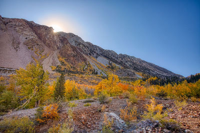 Sun rising behind the mountain in the sierras