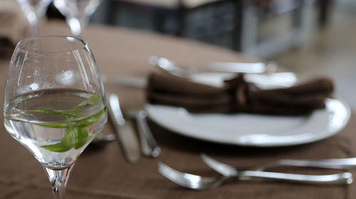 Close-up of drink served on table in restaurant