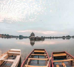 The image was captured during the sunsrise in cold winter morning at badisar lake, jaiselmer