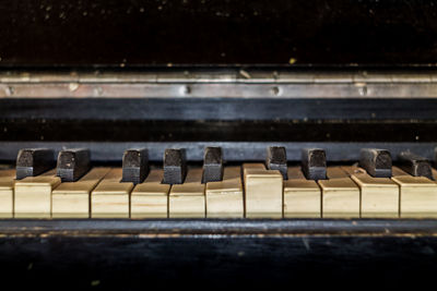 High angle view of piano keys