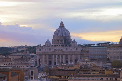 St. peter's basilica against sky during sunset