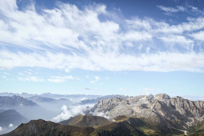 Scenic view of mountain range against sky