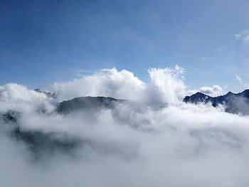 Low angle view of mountains against sky