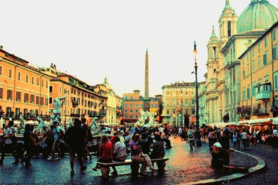 People walking in city