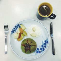 High angle view of food served in plate