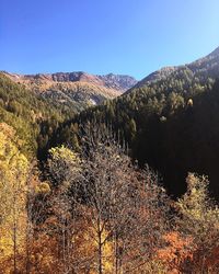 Scenic view of mountains against clear sky