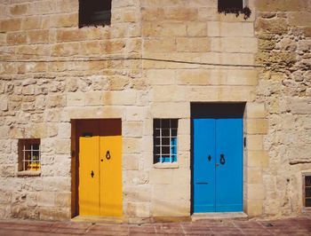 Closed door of old building