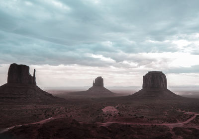 Scenic view of rock formations against sky