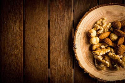 High angle view of roasted coffee beans on table