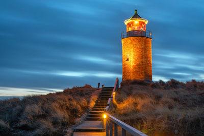 Panoramic image of kampen lighthouse against evening sky, sylt, north frisia, germany