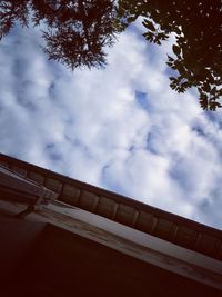 Low angle view of building against cloudy sky