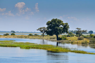 Scenic view of lake against sky