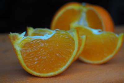 Close-up of orange on table