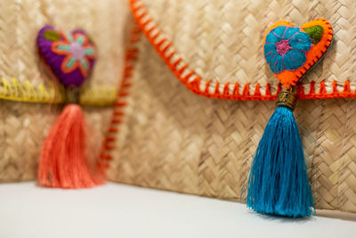 Close-up of multi colored toy on table