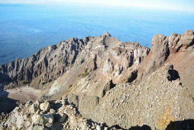 Rugged cliffs. rinjani national park, indonesia