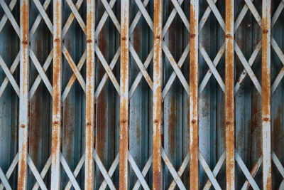 Full frame shot of closed metal gate