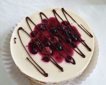 High angle view of cake in plate