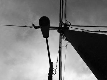 Low angle view of power lines against sky