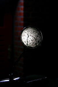 High angle view of illuminated electric lamp on table