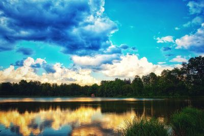 Scenic view of lake against sky