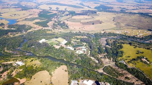 High angle view of agricultural landscape