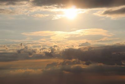 Aerial view of cloudscape against sky during sunset