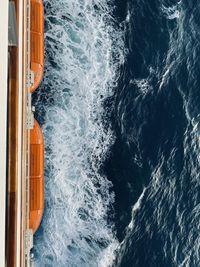 High angle view of ship on sea