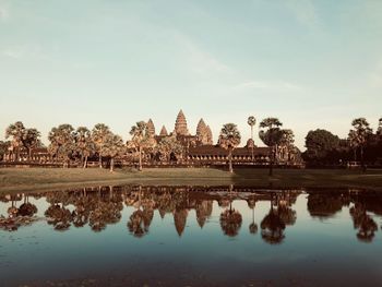 Reflection of temple in lake