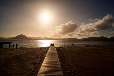 Panoramic view of beach against sky during sunset