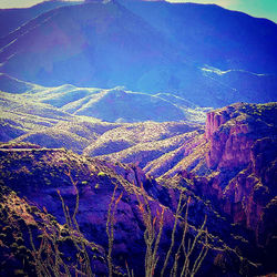 High angle view of dramatic sky over land