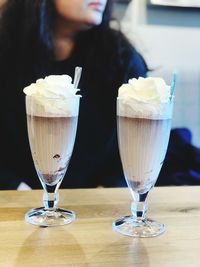 Close-up of ice cream on table