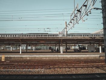 Railroad station platform against sky